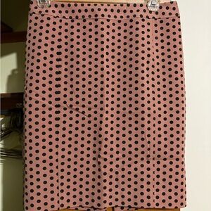 LOFT Pink and Black Polka Dot Pencil Skirt